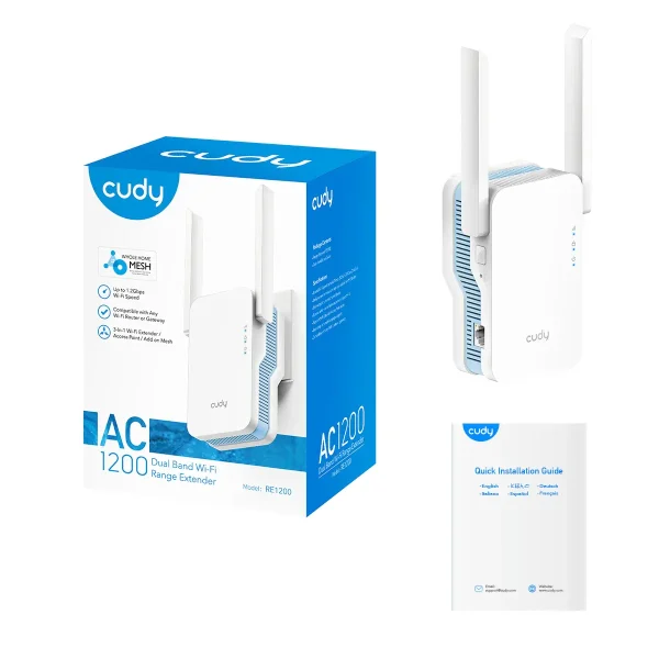 مُوسّع نطاق واي‑فاي Cudy AC1200 Mesh RE1200